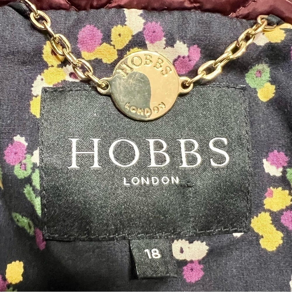 Hobbs London Burgundy Quilted Zip Front Hip Length Coat Women’s US 14 - Picture 14 of 14